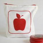 Zipper Pouch With Red Appl..